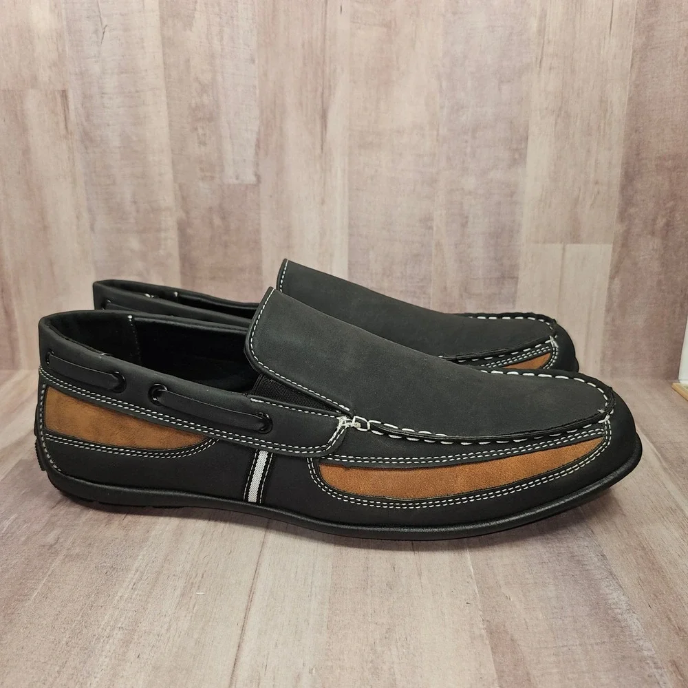 Tim Evans England Mens Loafers Black Brown Driving Shoes Moc Toe Slip On Sz 13